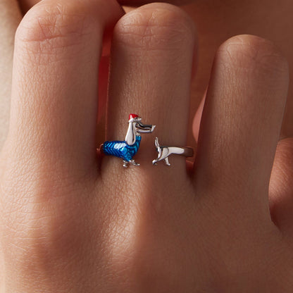 925 Sterling Silver Enamel Ring for Dogs, 0.2cm Width, White Gold Plated  DestGlow