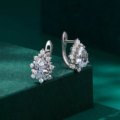 925 Sterling Silver Platinum Plated CZ Pavé Setting Earrings  DestGlow