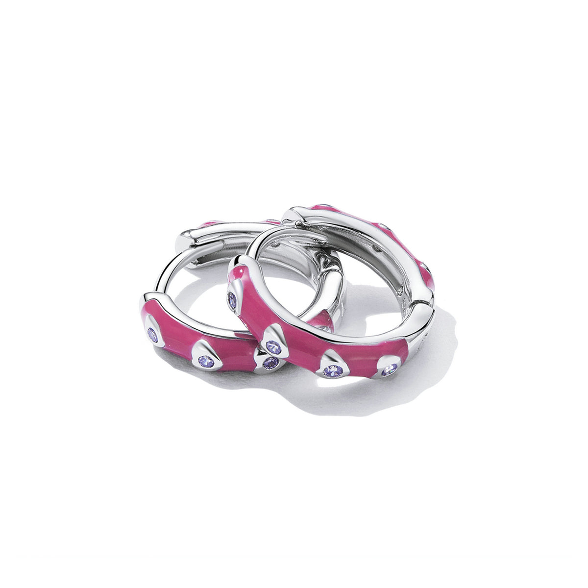 925 Sterling Silver Enamel CZ Earrings for Women, 1.2*0.3cm, Platinum Plated  DestGlow