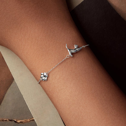 925 Sterling Silver &amp; Plated White Gold Adjustable Bracelet for Women