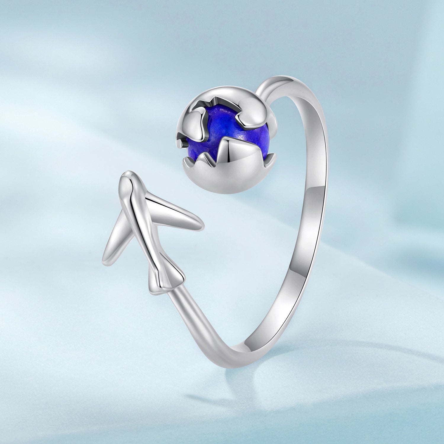 925 Silver 1.8mm Lapis Lazuli Ring  DestGlow