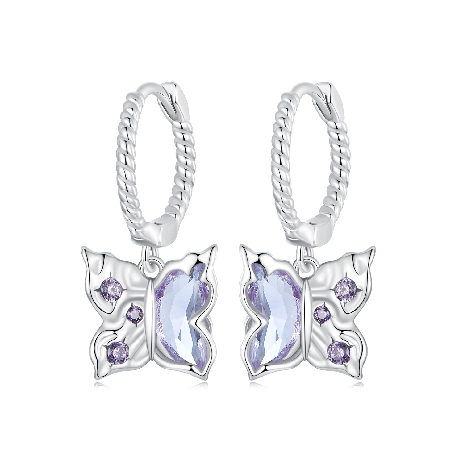 925 Sterling Silver Earrings with Pavé Setting CZ and Transparent Glass for Women  DestGlow