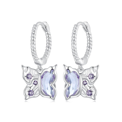 925 Sterling Silver Earrings with Pavé Setting CZ and Transparent Glass for Women  DestGlow