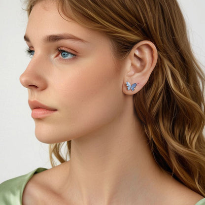 925 Sterling Silver Enamel White Gold Plated Earrings for Women - 1.0x1.2cm  DestGlow