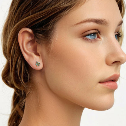 925 Sterling Silver Earrings with Transparent Glass and Oxidized Finish for Women  DestGlow