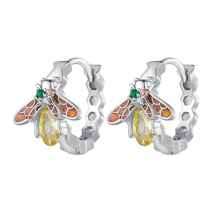 S925 Sterling Silver Enamel Blue Pavé Set CZ Earrings  DestGlow