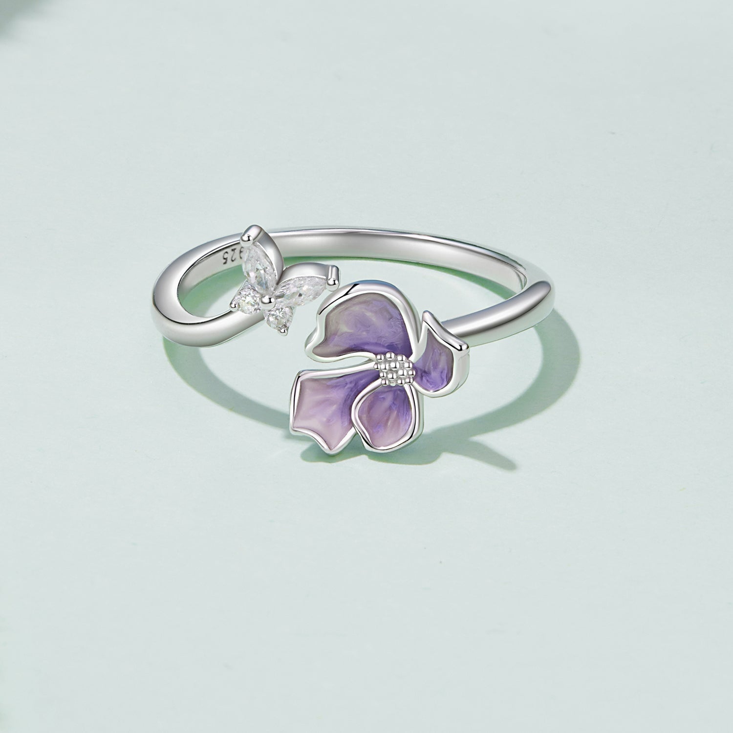 925 Sterling Silver Enamel Flower Ring for Women  DestGlow