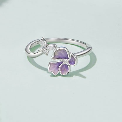 925 Sterling Silver Enamel Flower Ring for Women  DestGlow