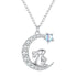 925 Sterling Silver Moonstone Necklace with CZ in Platinum Finish for Women  DestGlow