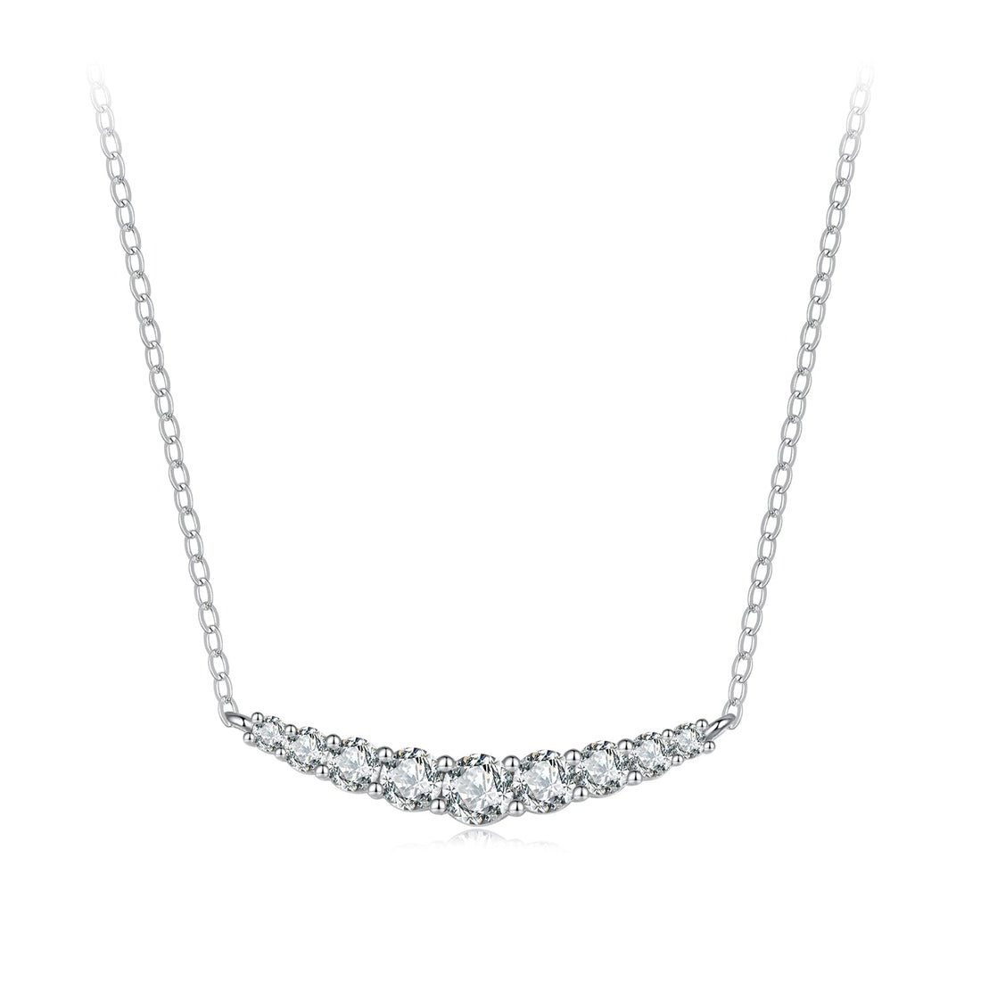 925 Sterling Silver 38+5cm White Gold Plated Moissanite Necklace for Women  DestGlow