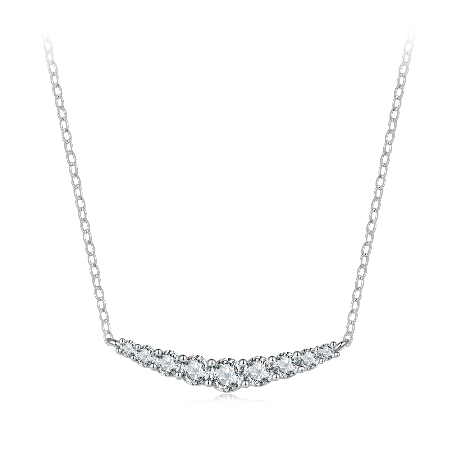 925 Sterling Silver 38+5cm White Gold Plated Moissanite Necklace for Women  DestGlow