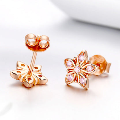 925 Sterling Silver Rose Gold Plated Pavé Setting CZ Earrings  DestGlow