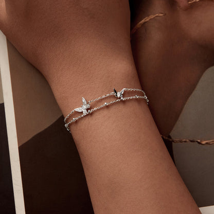 925 Sterling Silver Bracelets with Platinum Plating and CZ Stones - 150+60mm  DestGlow
