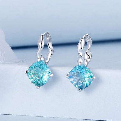 925 Sterling Silver Earrings with Transparent Glass and White Gold Plating for Women  DestGlow