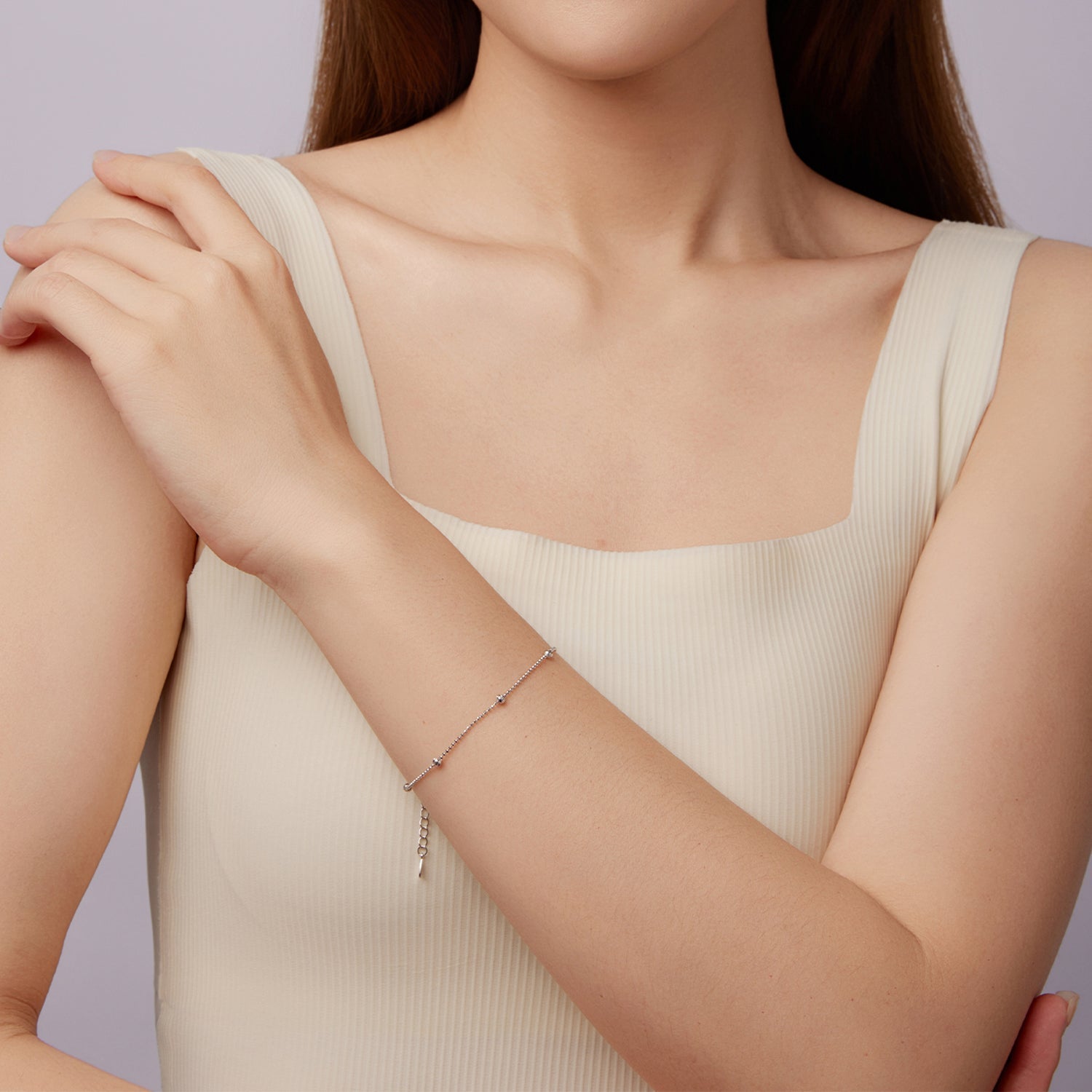 925 Sterling Silver &amp; Plated White Gold Bracelet with Adjustable Length  DestGlow