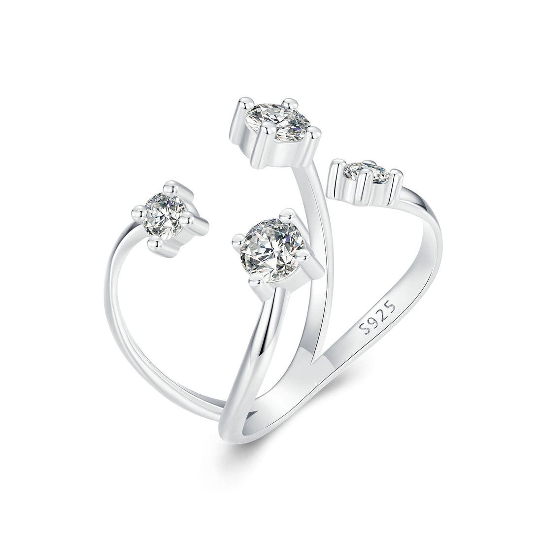 925 Sterling Silver White Gold Plated Pavé Set CZ Ring 2.5-13.5mm for Women  DestGlow