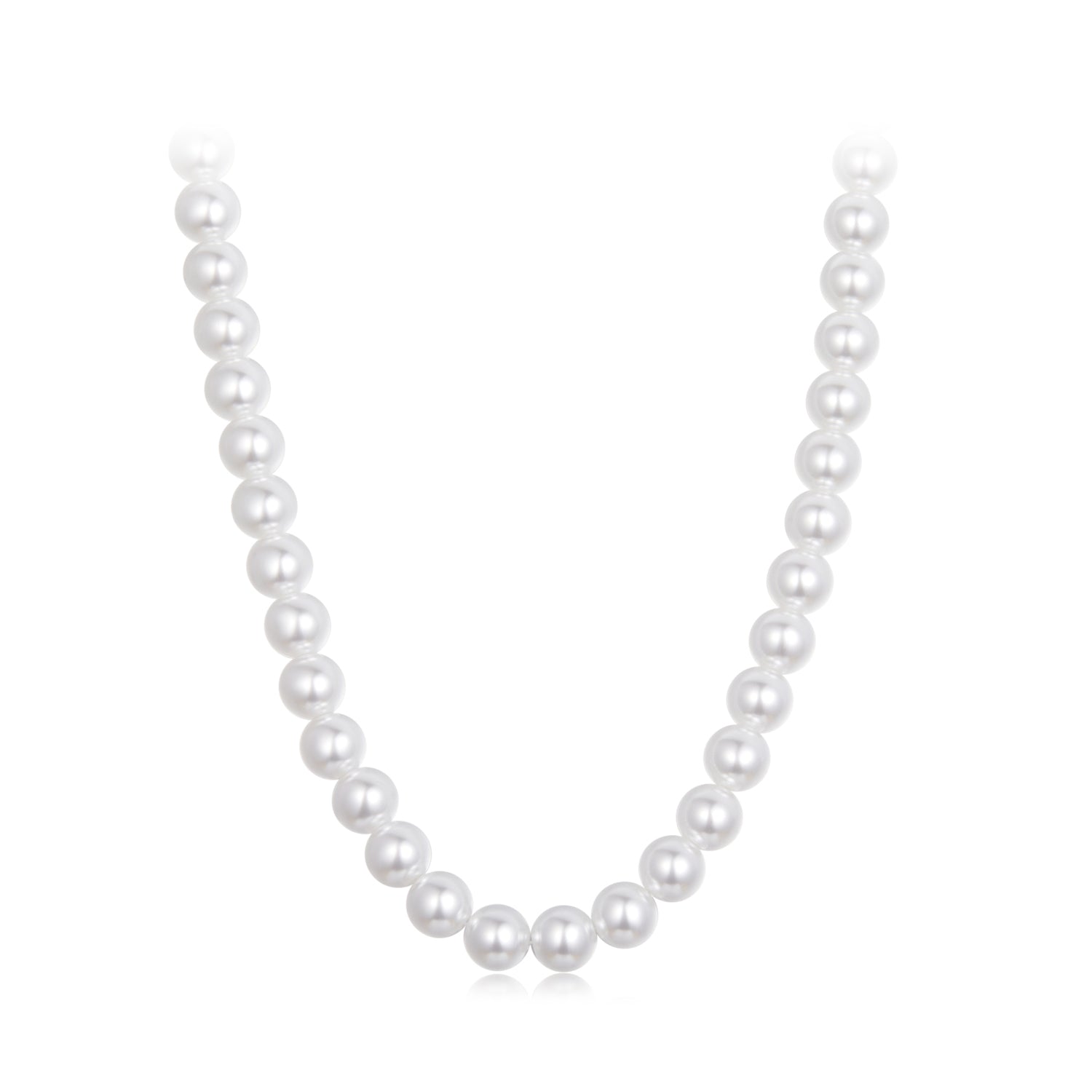 925 Sterling Silver White Gold Plated 39-45.5cm Quality Shell Pearl Necklace for Women  DestGlow