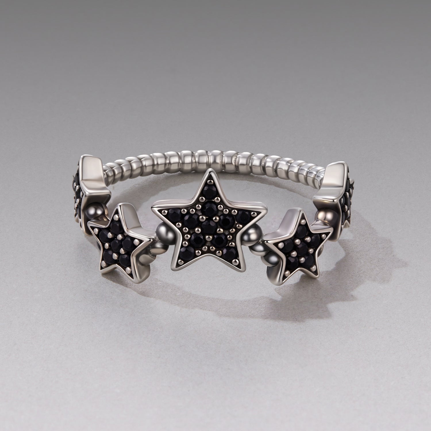 925 Sterling Silver Oxidized Rings with Pavé Setting CZ, Size 6.0 for Women  DestGlow