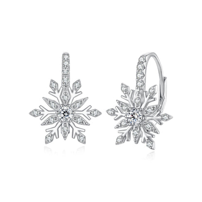 925 Sterling Silver Earrings with Pavé Setting CZ in White Gold for Women  DestGlow