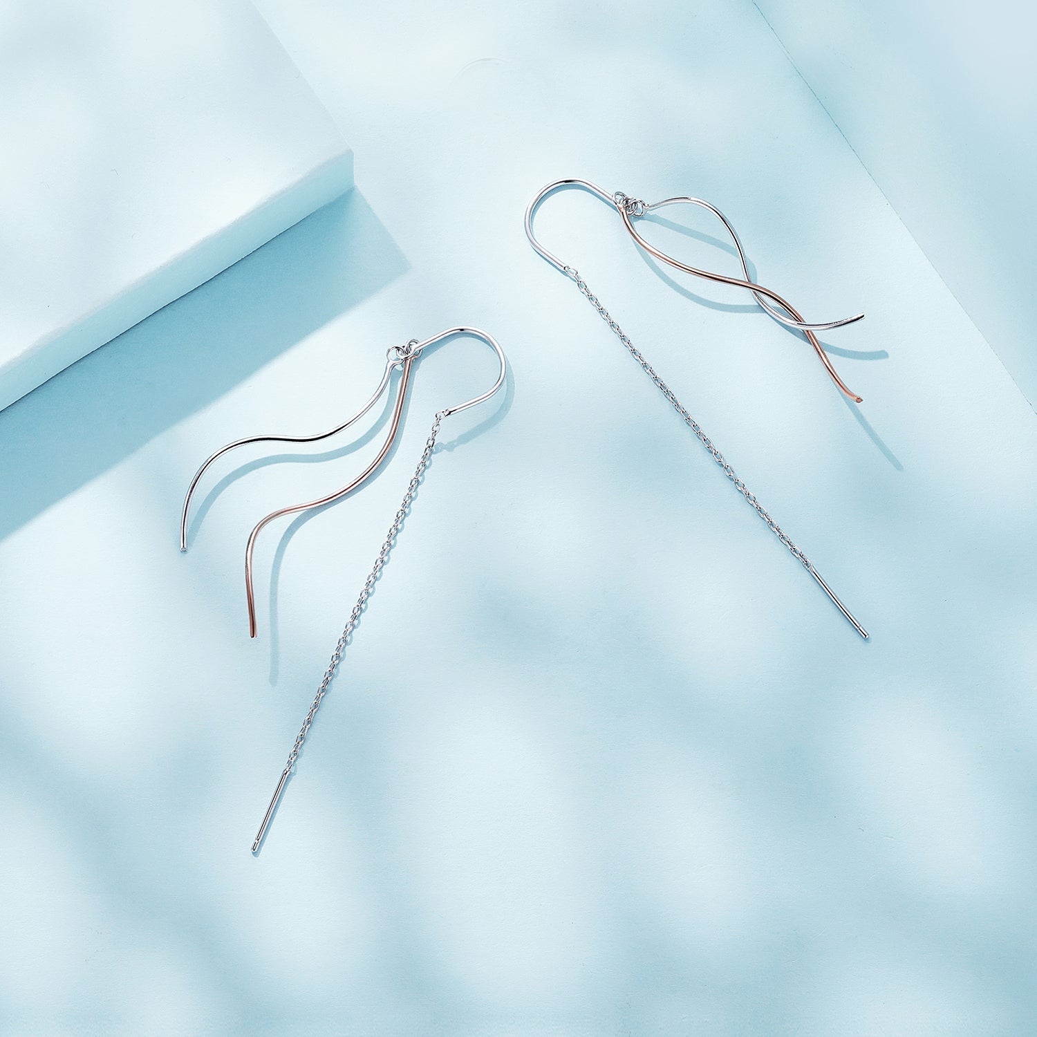 925 Sterling Silver Earrings 56*10mm Plated Platinum Rose Gold for Women  DestGlow