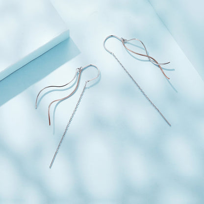 925 Sterling Silver Earrings 56*10mm Plated Platinum Rose Gold for Women  DestGlow