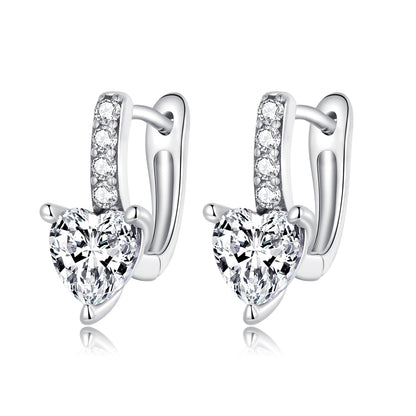 925 Sterling Silver Oxidized Earrings with CZ for Women - 1.7x0.7cm  DestGlow