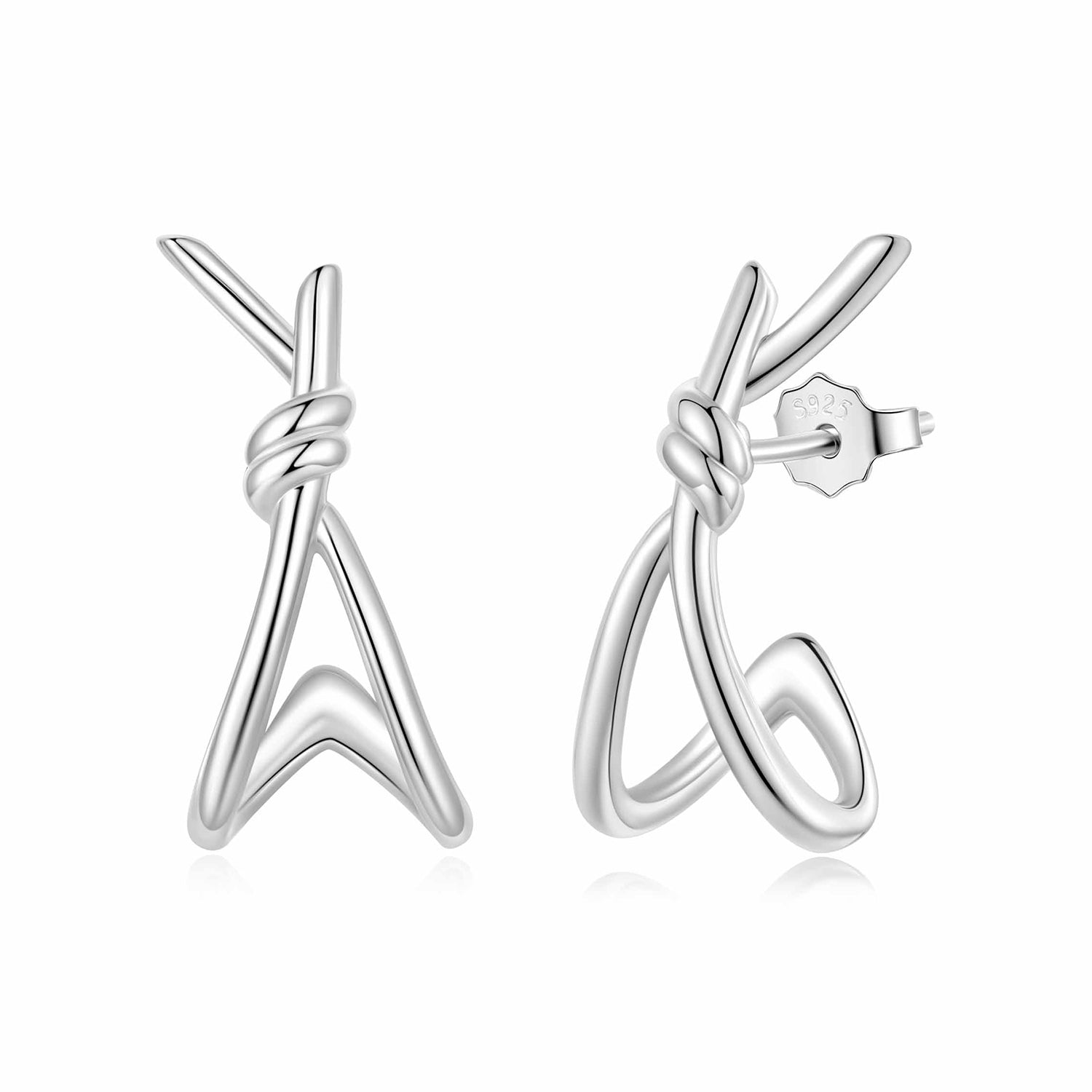 925 Sterling Silver Earrings for Women - Size 2.0*0.8 cm - Plated White Gold  DestGlow