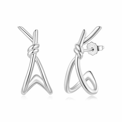 925 Sterling Silver Earrings for Women - Size 2.0*0.8 cm - Plated White Gold  DestGlow