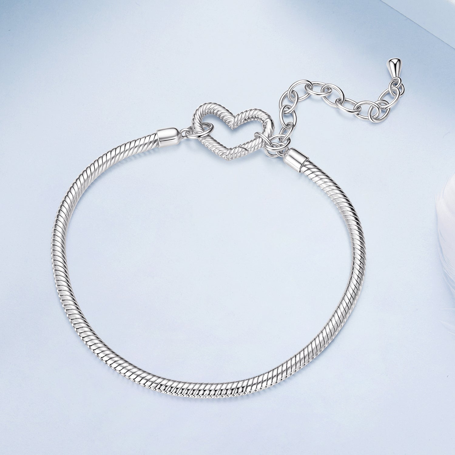 925 Sterling Silver Plated White Gold Bracelet - Adjustable 17+5cm  DestGlow