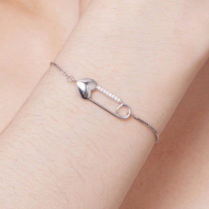 925 Sterling Silver Bracelet with CZ Pendant - 160mm Length and 8x26mm Pendant Size for Women  DestGlow