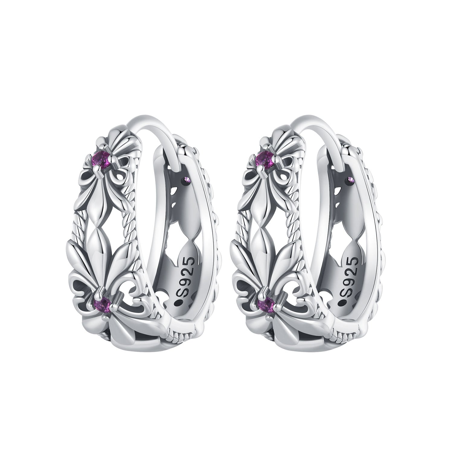 925 Sterling Silver Earrings with Pavé Setting and Oxidized Finish  DestGlow