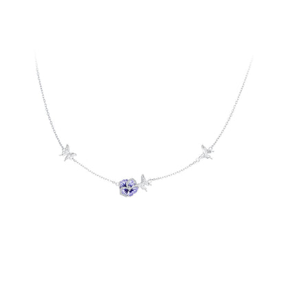 925 Sterling Silver Adjustable Length Necklace with Enamel, CZ Pendant for Women  DestGlow