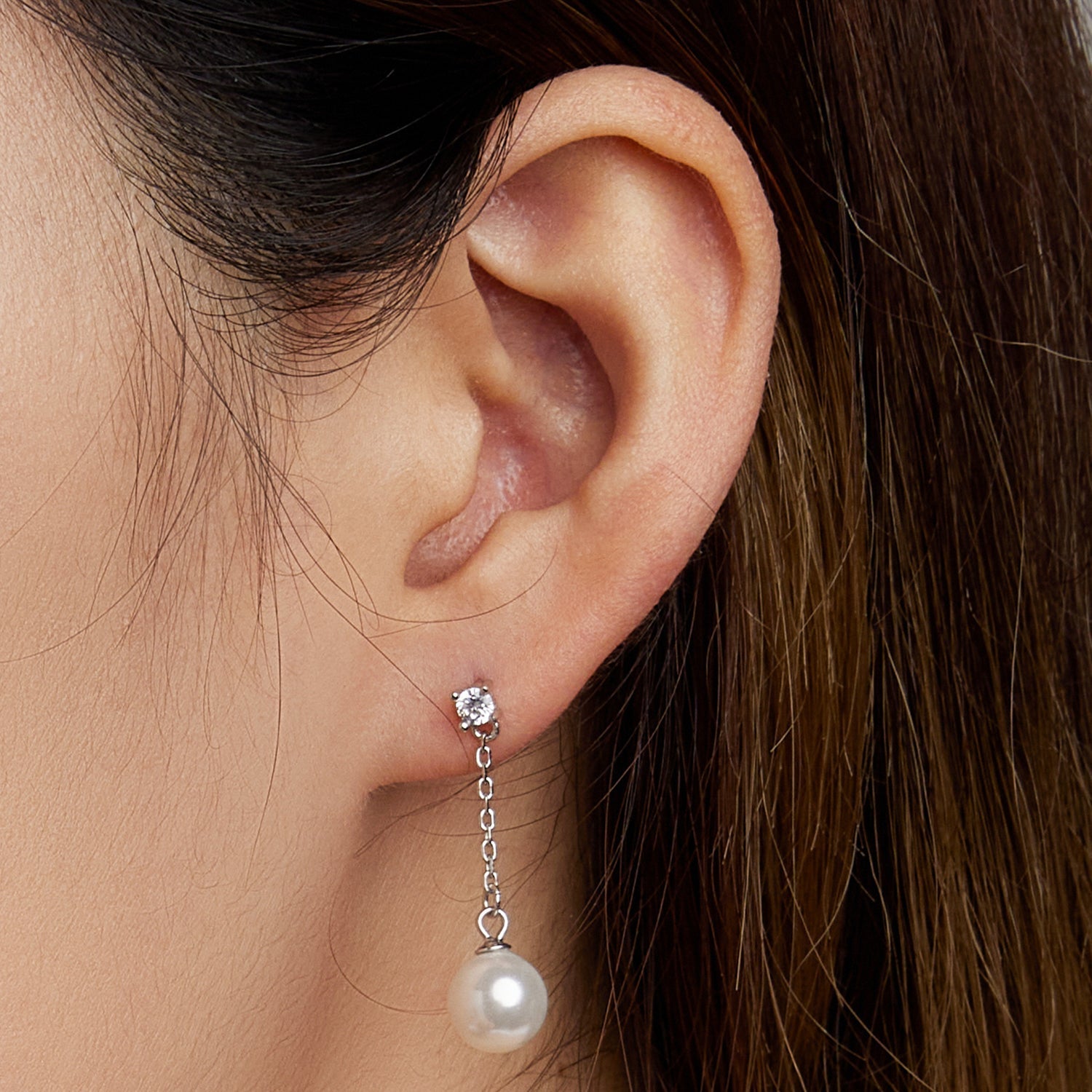 925 Sterling Silver Earrings with Pavé Setting CZ &amp; Quality Shell Pearl  DestGlow