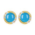 925 Sterling Silver Earrings with Synthetic Turquoise and CZ in Gold Plating  DestGlow