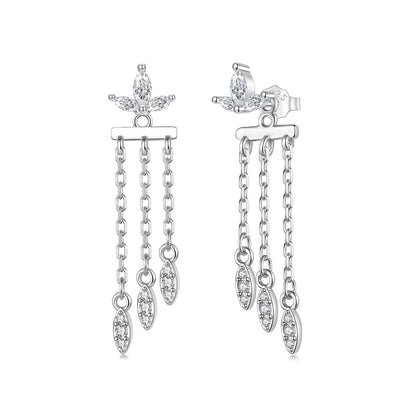 925 Sterling Silver Earrings with White Gold Plating and CZ  DestGlow