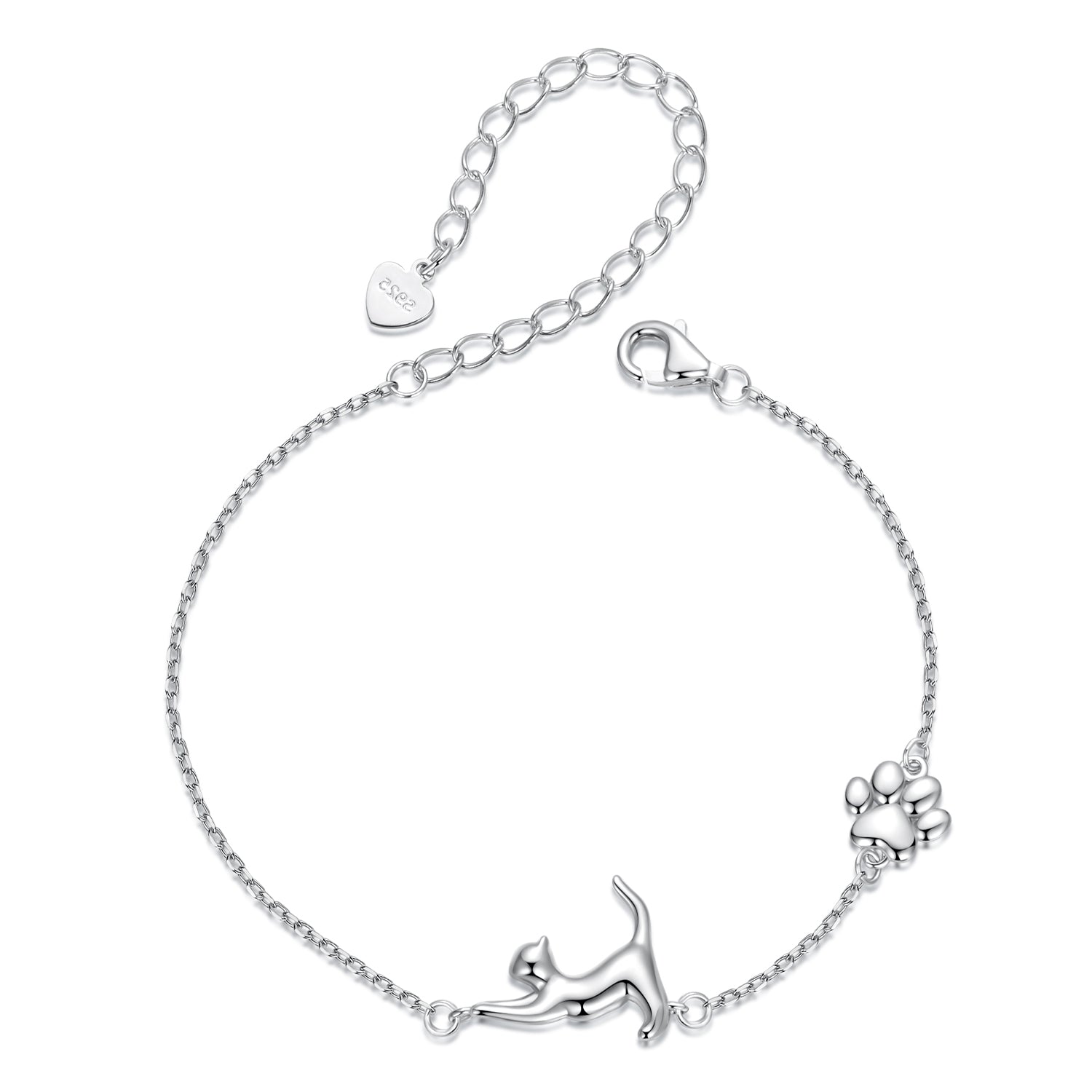 925 Sterling Silver &amp; Plated White Gold Adjustable Bracelet for Women
