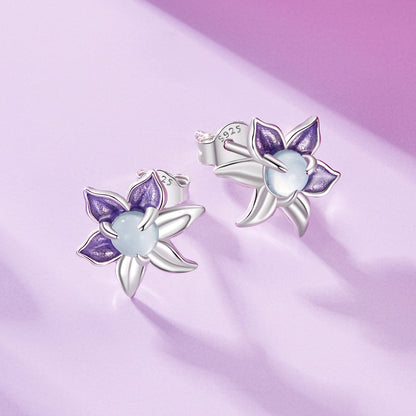 925 Sterling Silver Earrings with Enamel and Transparent Glass for Women  DestGlow
