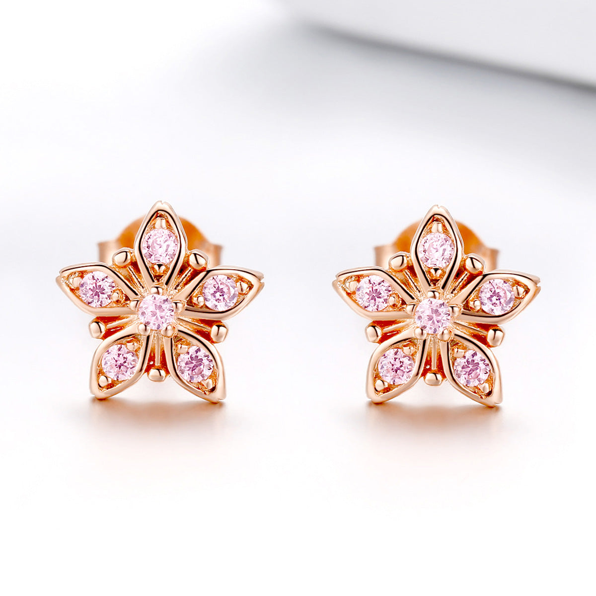 925 Sterling Silver Rose Gold Plated Pavé Setting CZ Earrings  DestGlow