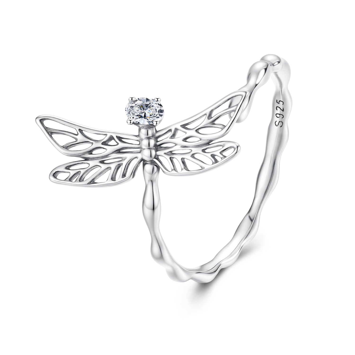 925 Sterling Silver Dragonfly Ring for Women with Cubic Zirconia  DestGlow