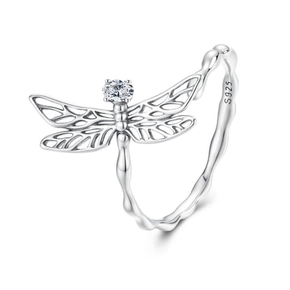 925 Sterling Silver Dragonfly Ring for Women with Cubic Zirconia  DestGlow