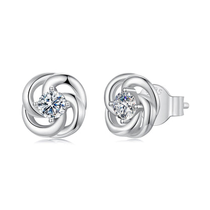 925 Sterling Silver Moissanite Earrings, 0.3cm, White Gold Plated, for Women