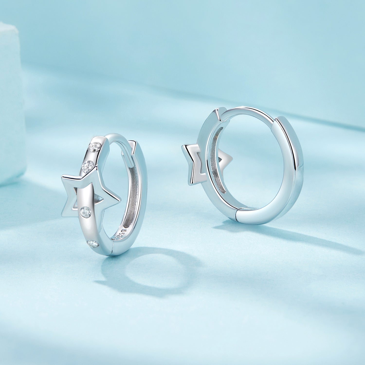 925 Sterling Silver &amp; White Gold Earrings with Pavé Setting CZ - 12x6mm for Women  DestGlow