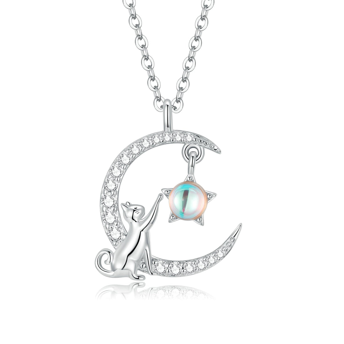925 Sterling Silver Adjustable Moonstone Necklace with CZ Accents for Women  DestGlow
