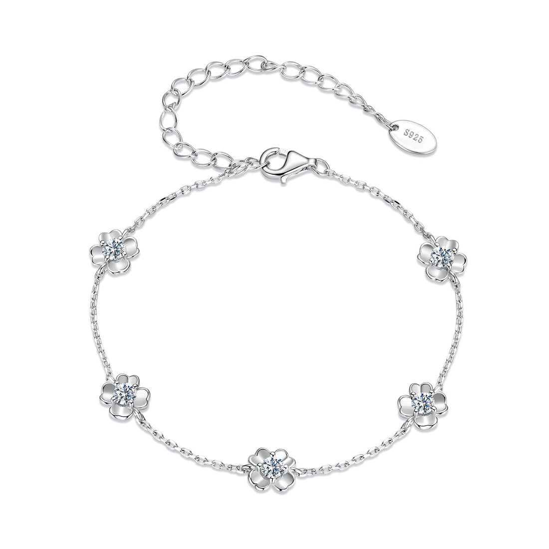 925 Sterling Silver 0.1 Carat Moissanite Bracelet for Women  DestGlow