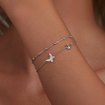 925 Sterling Silver Bracelets with Platinum Plating and CZ Stones - 150+60mm  DestGlow