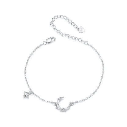 925 Sterling Silver CZ Bracelet with White Gold Plating, 150mm Length for Women  DestGlow