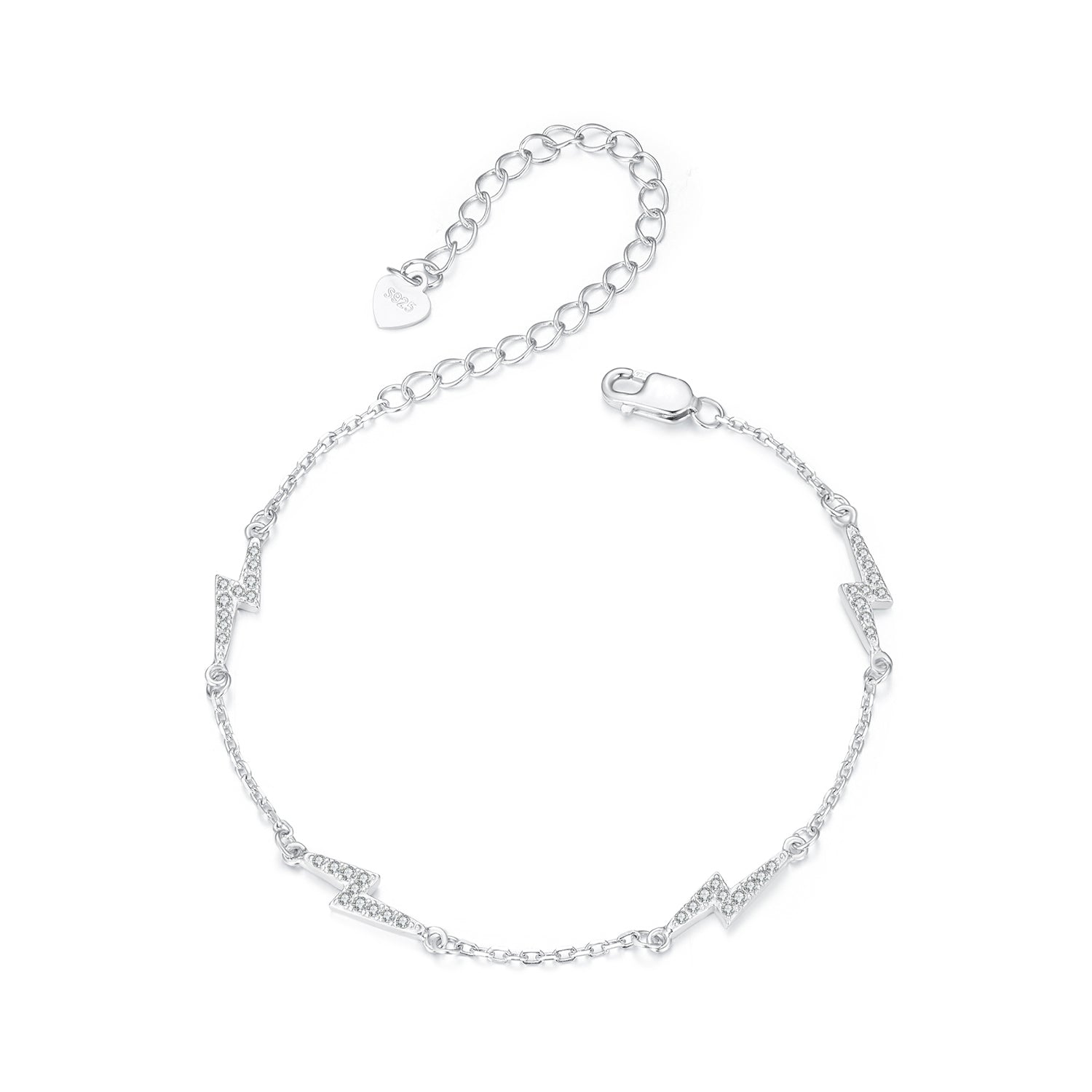 925 Sterling Silver Pave Setting CZ Bracelet with White Gold Plating  DestGlow