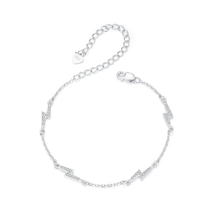 925 Sterling Silver Pave Setting CZ Bracelet with White Gold Plating  DestGlow
