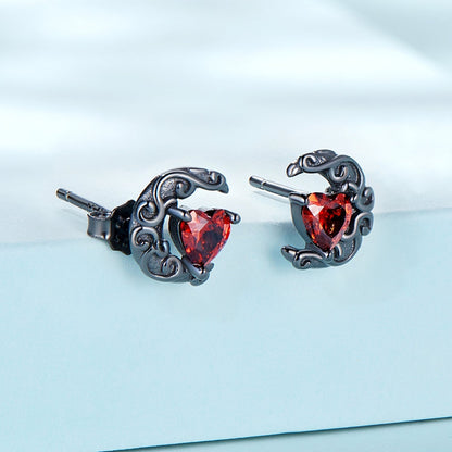 925 Sterling Silver Earrings with Pavé Setting CZ in Black Gold Plating  DestGlow