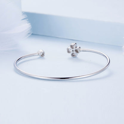 925 Sterling Silver Bracelet with Pavé Setting CZ, Inner Diameter 550mm, 2.0mm Wide, Unisex  DestGlow